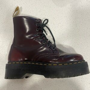 Dr. Marten Jadon II Smooth Leather Cherry Red Platform Boot, US L size 7